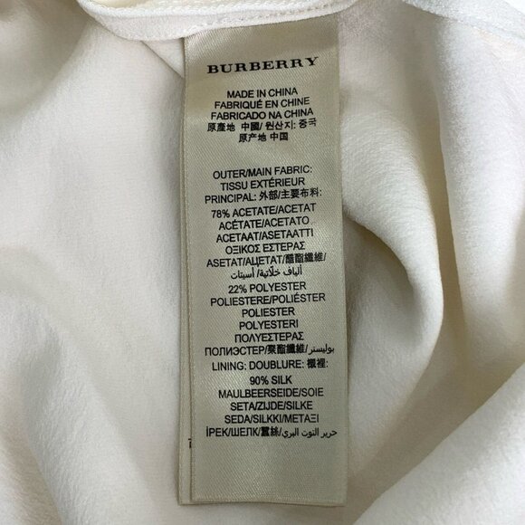 BURBERRY LONDON White Silk Blouse With Gold Chain Neckline 3/4 Sleeve Size US 4 - Picture 3 of 7